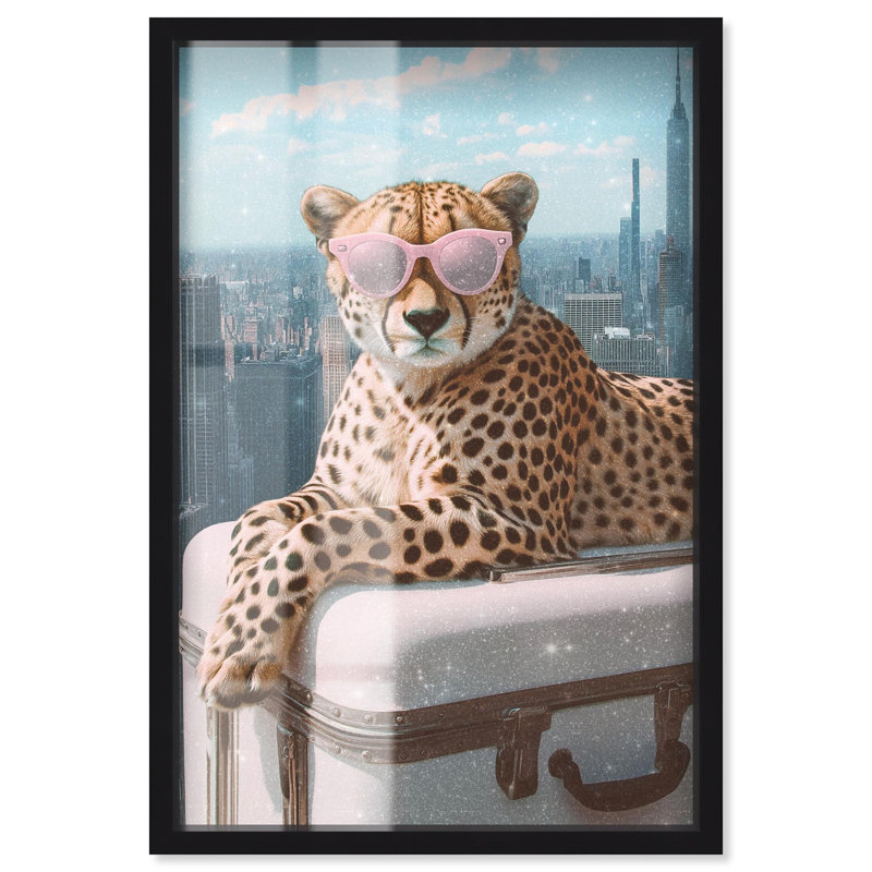 Décoration murale Cheetah L bag NYC Shadowbox Print Glam par Art Remedy, H 31 po x l 21 po, Noir