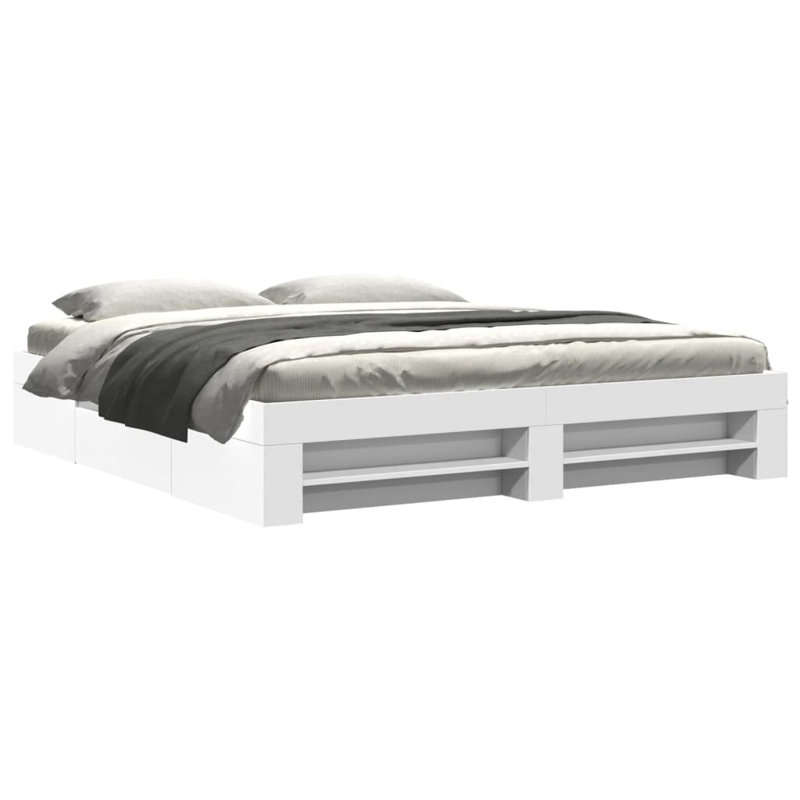Vidaxl Bed Frame Without Mattress White 135X190 Cm Double Engineered Wood, Super King (6')