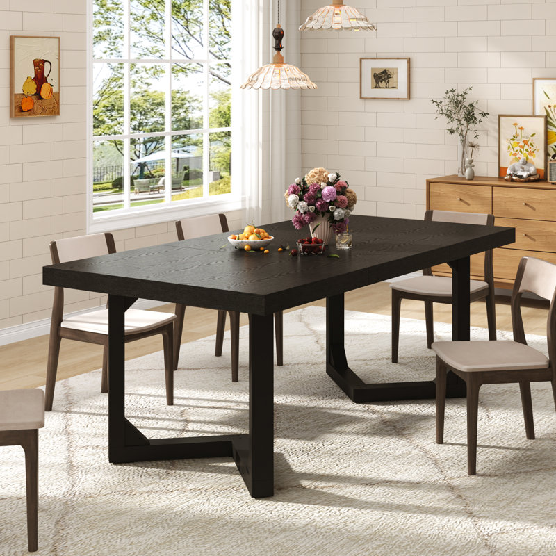 Table de salle à manger de 71 pouces en bois massif pour 4 à 8 personnes, table de salle à manger en bois véritable rustique Farmhouse