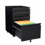 Classeur mobile noir avec serrure - 3 tiroirs de rangement en métal pour le bureau personnel