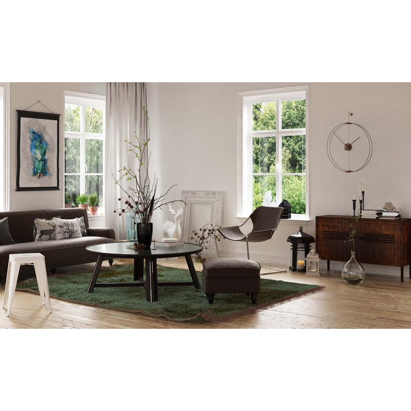 Mini Barcelona Solid Wood,Metal,Fibreglass Wall Clock, Black/Walnut