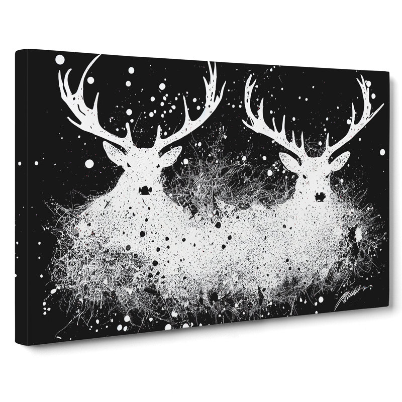 Two Stags Vol.2 Abstract - Wrapped Canvas Print, 35cm H x 50cm W x 3cm D