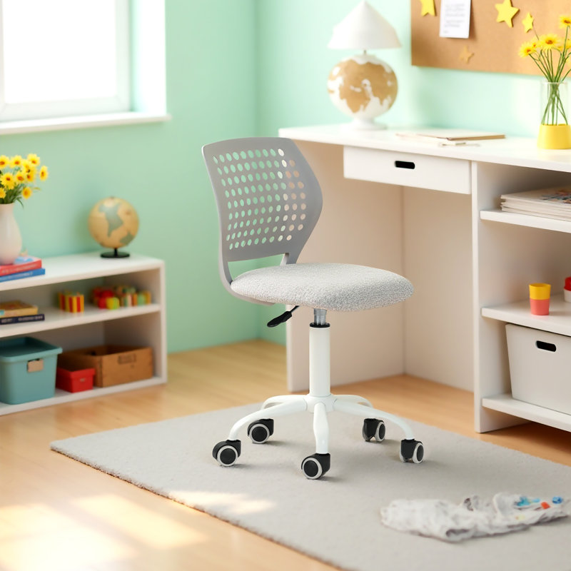 Chaise de travail avec coussin rembourré Soft Farbic, chaise d'ordinateur pivotante réglable en hauteur pour adolescents