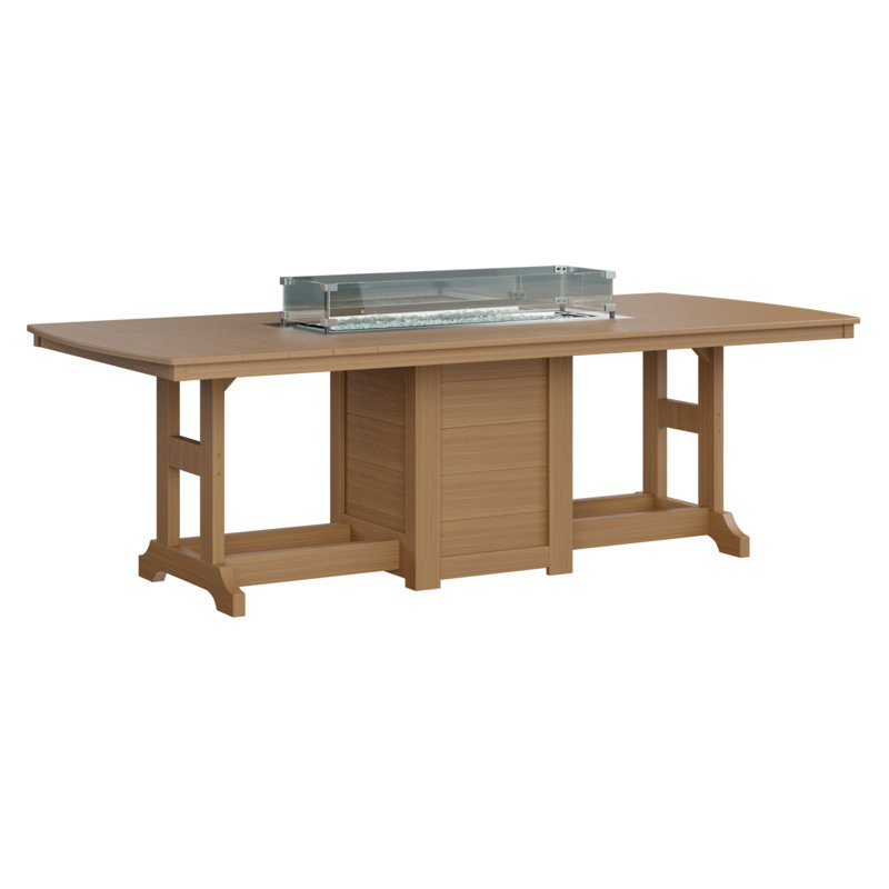 Berlin Gardens Garden Classic 96″ Fire Pit Counter Height Dining Table, Natural Teak, 35.5" H x 44" W x 96" D