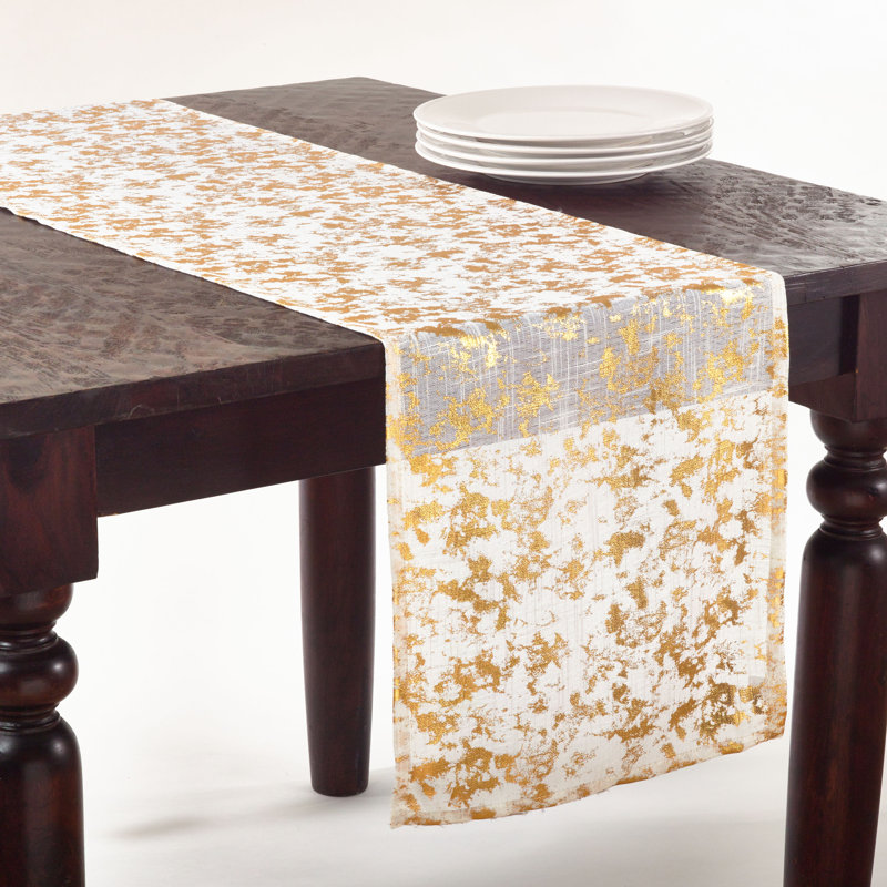 Polson Metallic Print Table Runner, Gold, 108" x 15"