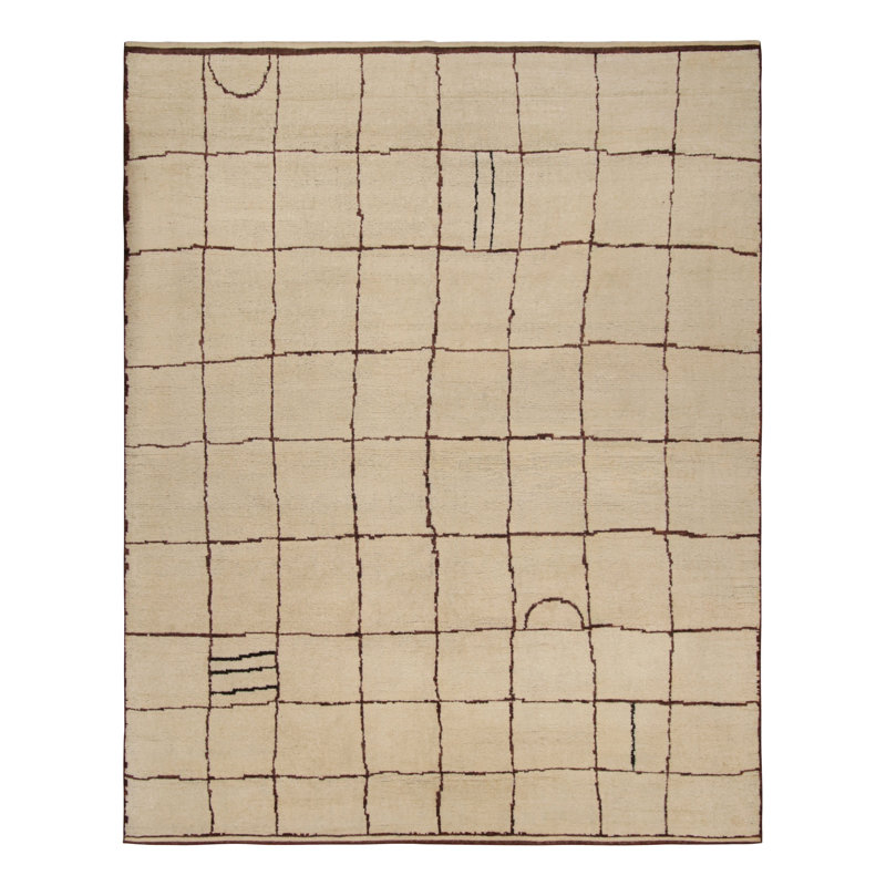Moroccan Hand Knotted Wool Area Rug, Rectangle 4' x 5'