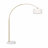 84" Modern Arched Floor Lamp, 69" Wide Brushed Brass Arc Floor Lamp with Weighted White Marble Base, White Linen Drum Shade, Foot Step Switch, Over Sofa Curved Standing Reading Lamp for Living Room Bedroom, E26 Socket