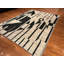 Tapis marocain en laine noué à la main 6 x 9 po, tapis ivoire moderne abstrait noir, tapis géométrique minimaliste