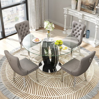5-Piece Round Pedestal Dining Set