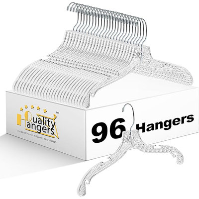 Quality Crystal Cut  Clear Plastic hanger with Swivel Hook and Precision Notches 17" 96 pack