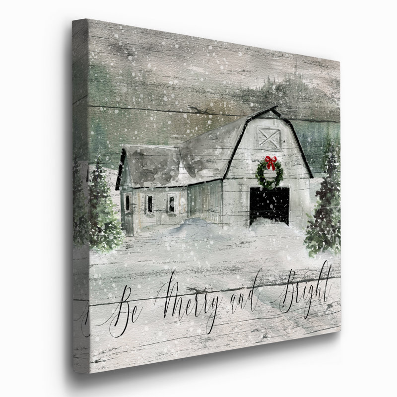 «Merry And Bright Barn», reproduction d'art sur toile tendue, H 10 po x l 10 po x P 1,5 po