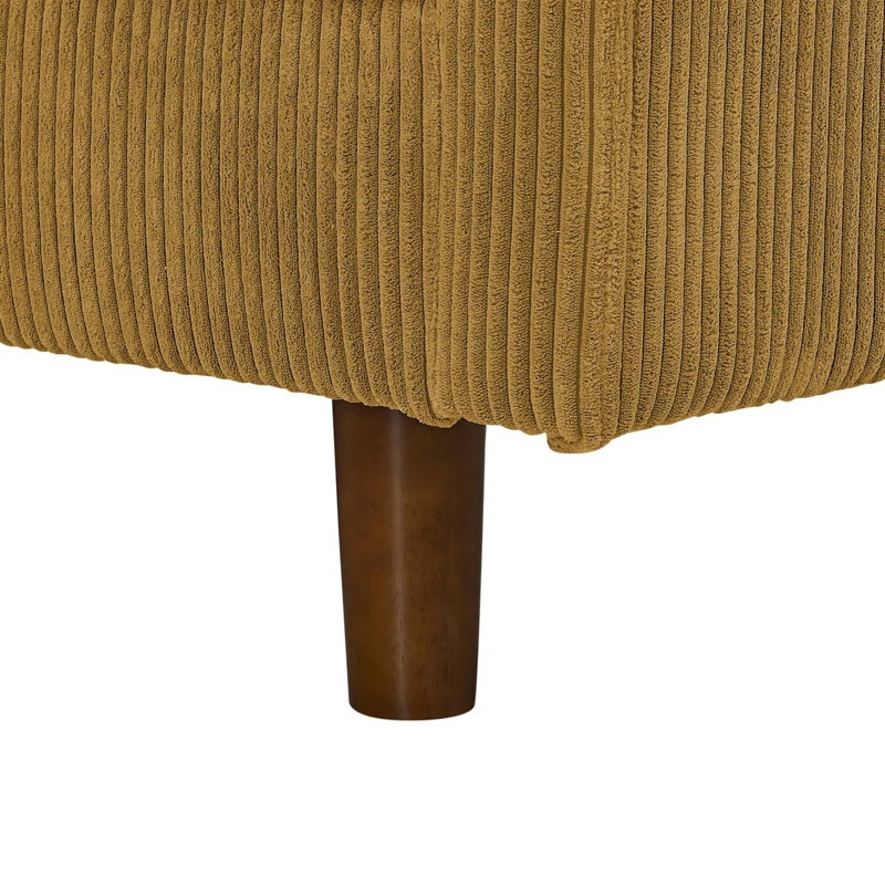 Canapé modulaire en velours côtelé avec pieds en bois et coussins décoratifs en velours côtelé, Gingembre gingembre