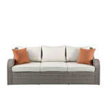 Bitanya 82''L Outdoor Patio Sectional Sofa with 2 Pillows and 2 Ottomans in Beige and Gray