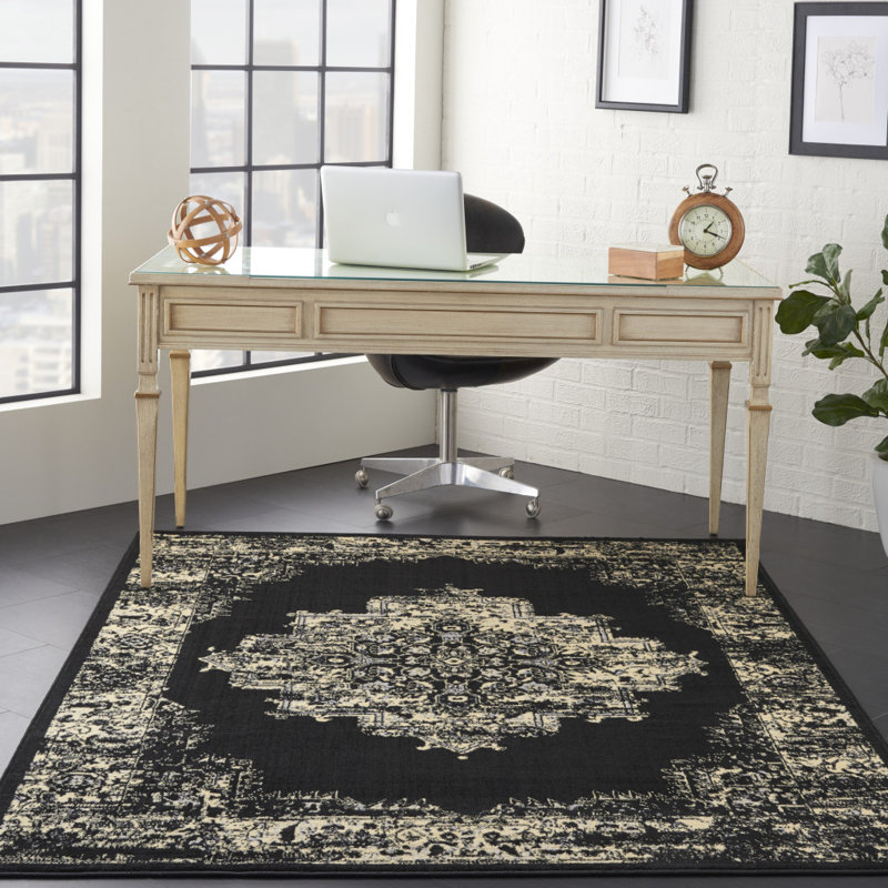 Tapis crème tissé à la machine damassé, Rectangle 3 pi 9 po x 5 pi 9 po