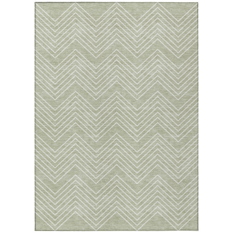 Machine Washable Indoor/Outdoor Kerwin ACN2390 Geometric Rug, Rectangle 5' x 7'6"