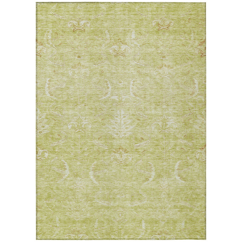 Tapis intérieur / extérieur lavable et artichaut 5 pi x 8 pi vert et ivoire