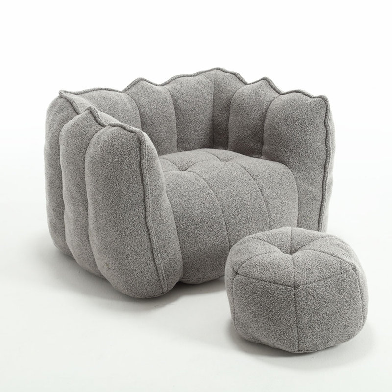 Sofas Upholstered Accent Chair with Ottoman, Gray Chenille, 26" H x 42.5" W x 33.5" D