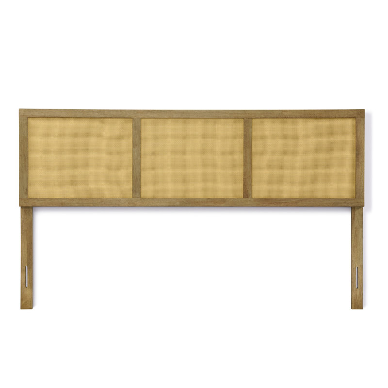 Tête de lit en canne tressée H 45,9 po, tête de lit en bois pour très grand lit, Très grand