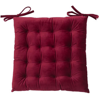 Velvet with Ties Strap 16 Stitch Comfortable Chair Pad Cushion