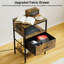 Table de chevet à 1 tiroir H 23,6 po Rustic, tablettes de rangement ouvertes, avec station de charge intégrée