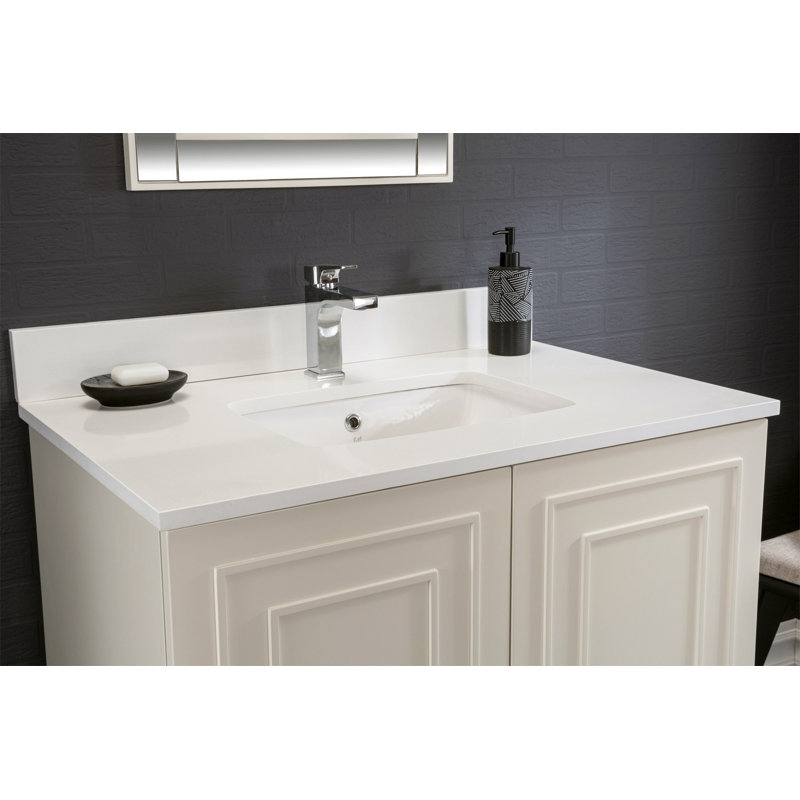 Ensemble de meuble-lavabo simple 35,4 po avec miroir Chardonnay, Crème
