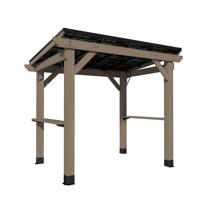 Aspen 8 Ft. W X 6 Ft. D Solid Cedar Wood Grill Gazebo With Two Side Wooden Holder