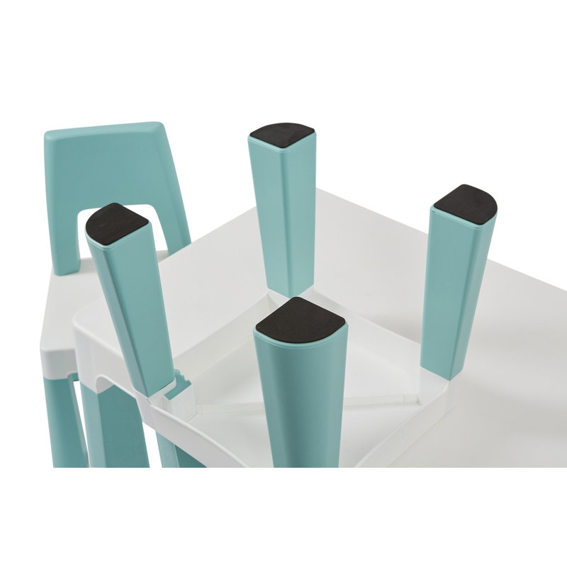 Kids Height Adjustable Table and 2 Chairs Set, Green/White
