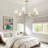 47”w Classic Chandelier With White Linen Shades-1168848332