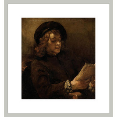 Titus van Rijn, le fils de l'artiste, lecture par Rembrandt van Rijn - Estampe numérique encadrée