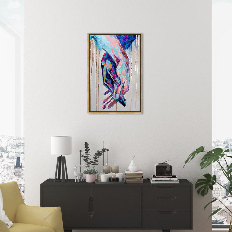 «Abstract Always Together», reproduction d'impression sur toile, H 30 po x l 20 po, Impression encadrée, Doré