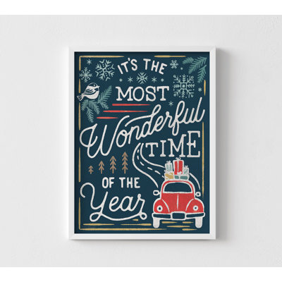 Art mural de Noël «Most Wonderful Time», voiture rouge, affiche rétro de Noël, déclaration rustique encadrée, impression de fête, décoration de chambre à coucher
