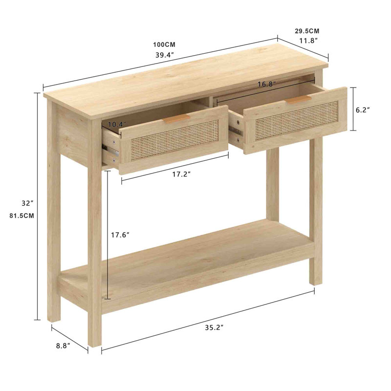 100cm Console Table, Yellow Oak