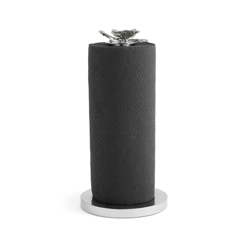 White Orchid Standing Paper Towel Holder