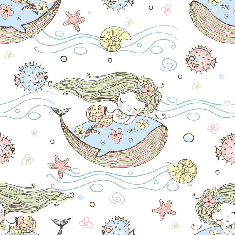 Rouleau de papier peint adhésif 8,5 pi L 24 po Giannopoulos Child Like Mermaids