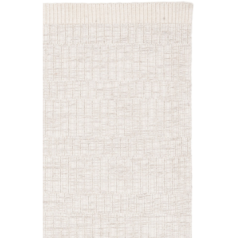 Tapis en laine / coton tissé à la main de couleur unie Martha / Ivoire / gris, Rectangle 8 po x 10 po