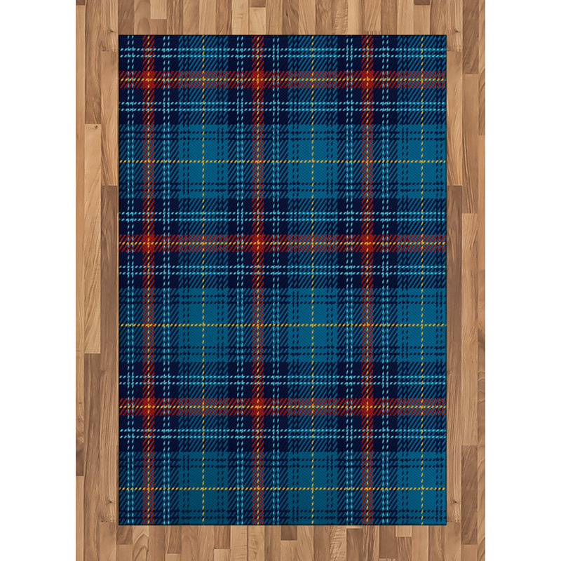 Checkered High Density Long Fiber Poly Threads Decorative Area Rug Carpet, Rectangle 4' x 5'8"