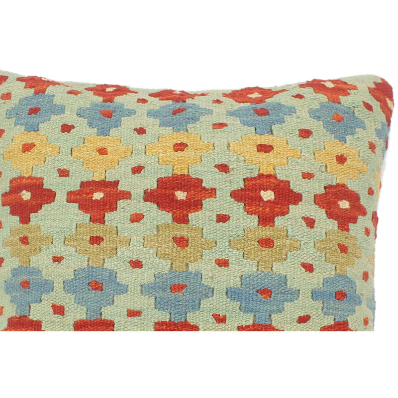 Southwestern Turkish Handwoven Kilim Pillow in Wool and Cotton