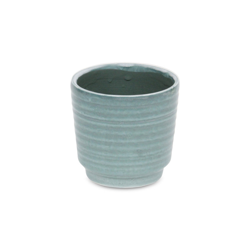 Mosley Handmade Ceramic Pot Planter, Green, 4.25" H x 4.5" W x 4.5" D