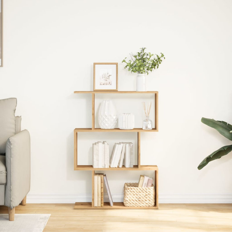 Sekai 70cm W Bookcase, Artisan Oak, (3 Shelves) 97cm H x 70cm W x 24cm D