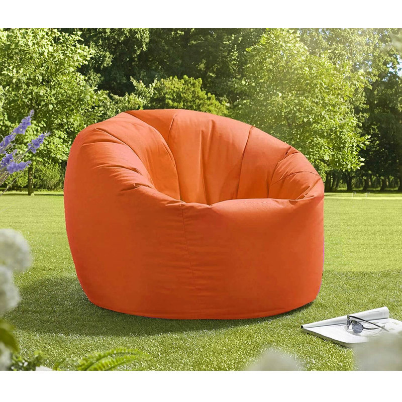 Attenborough Polyester Outdoor Friendly Refillable Bean Bag Chair, Orange, 80cm H x 70cm W x 70cm D