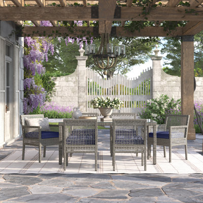 Ensemble de patio d'extérieur en rotin 7 pièces Aura