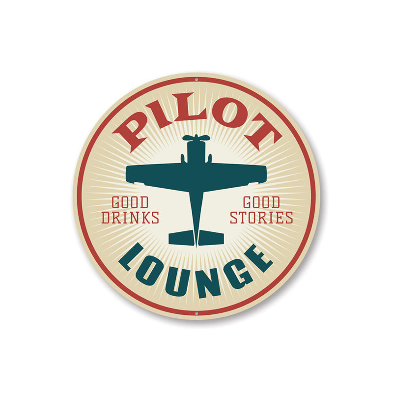 Enseigne en aluminium Pilot Drinks, H 18 po x l 18 po x P 0,06 po