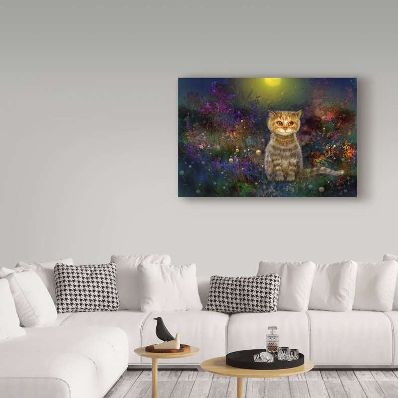 «Night Cat 1» par Juriel, impression sur toile tendue, H 30 po x l 47 po
