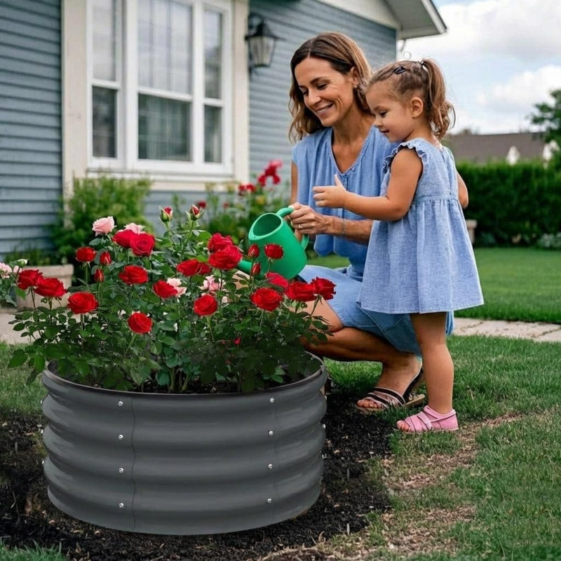 Metal Raised Garden Bed, 30cm H x 60cm W x 60cm D, Gray