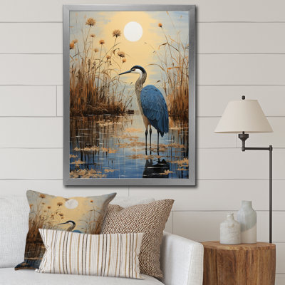 «Iaschome Heron Morning Stroll Pointillism III», reproduction sur toile