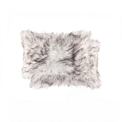 Set of Two 12" X 20" Blush Cowhide Throw Pillow