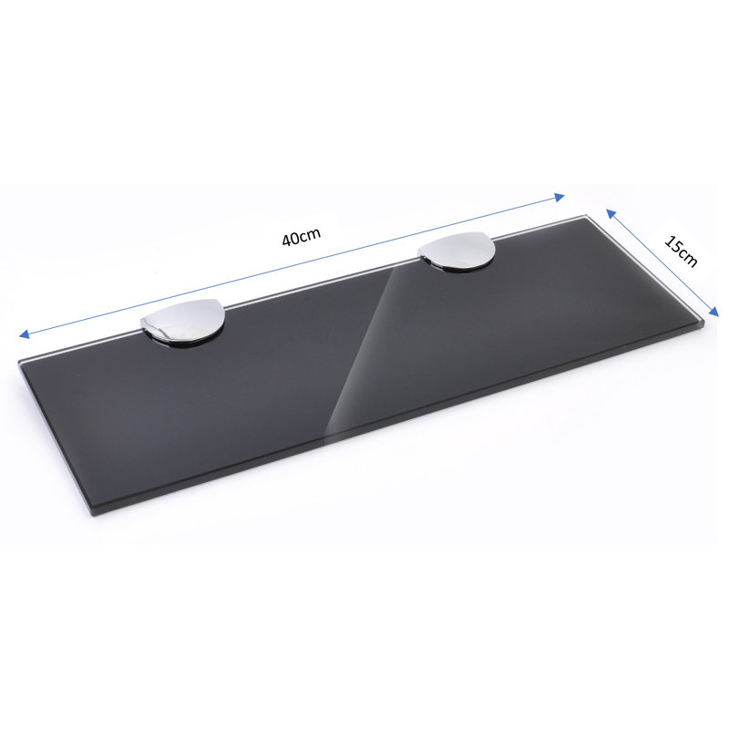 Fanniemae Glass Floating Shelf with Adjustable Shelves, Black, 0.6cm H x 40cm W x 15cm D