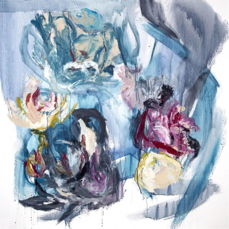 Frisco Waters Painting by Mia Malcolm Studio, Image Brush Gel, 36" H x 36" W