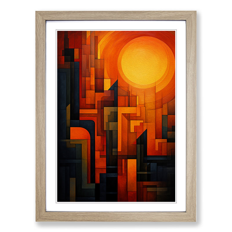 Single Picture Frame Print on Wood, Oak Framed, 46cm H x 34cm W