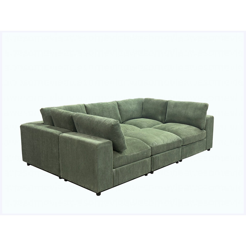 Corduroy Reversible Modular Sectional Sofa, Convertible L-Shaped Couch for Living Room, Apartment, Office